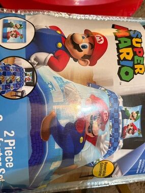 Super Mario Blue Reversible Comforter Set - 2 Piece